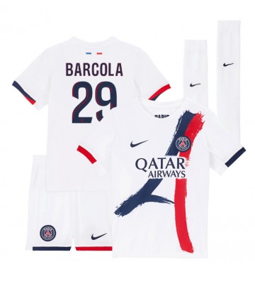 Paris Saint-Germain Bradley Barcola #29 Segunda Equipación Niños 2024-25 Manga Corta (+ Pantalones cortos)